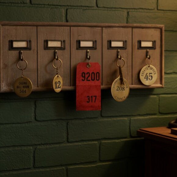 Ship-Multi Key Holder Wood Wall Rack 5 Hooks Vintage Style Office Motel Hotel - Picture 13 of 13